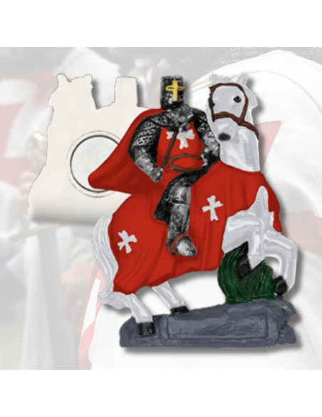 Roter Templer-Magnet zu Pferd (7 cm.)