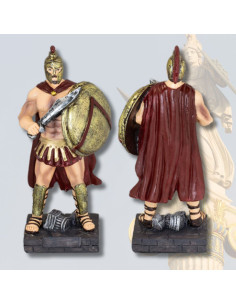 Græsk krigerfigur med skjold og sværd (12 cm.)