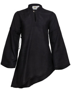 Medieval bluse i hør model Galatea, sort