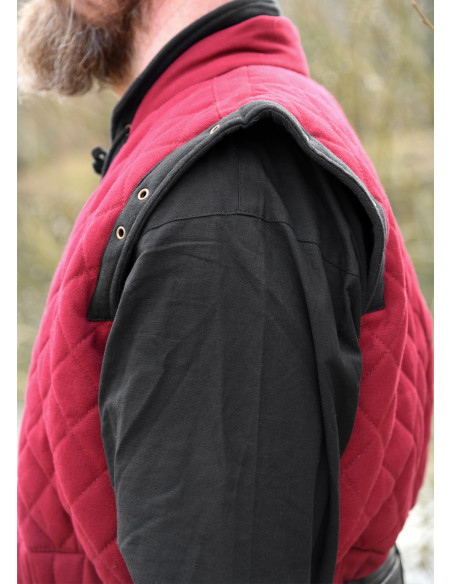 Middeleeuws gambeson in rood-zwart,...