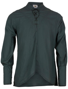 Camisa medieval algodón modelo Arantir, color verde oscuro