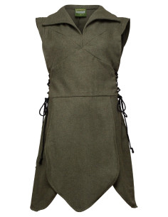 Middeleeuwse wollen tuniek model Galatea, kleur groen