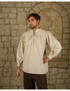 Middeleeuwse katoenen shirt model Ansgar, natuurlijk wit