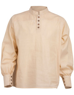 Camisa medieval algodón modelo Bartold, color blanco natural