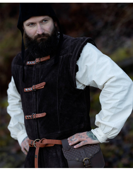 Middeleeuwse lange vest van suede,...