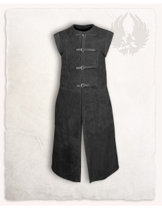 Chaleco medieval largo en ante modelo Garen, color negro