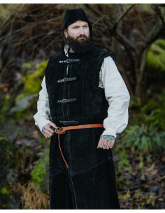 Lang middelaldervest i ruskind model Garen, sort 2