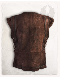 Lukket middelaldervest af ruskind model Penda, brun 2
