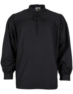 Camisa medieval algodón modelo Roland, color negro