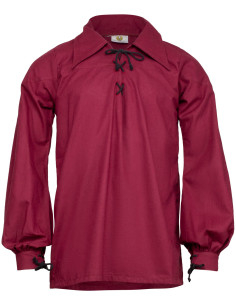 Middeleeuwse katoenen shirt model Sawyer, kleur bordeauxrood