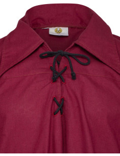 Middeleeuwse katoenen shirt model Sawyer, kleur bordeauxrood 2