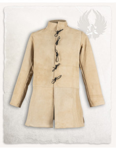 Middeleeuwse jas in suede model Tilly, zandkleur