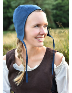 Kopfbedeckung Frau Landarbeiterin Mittelalter, blau