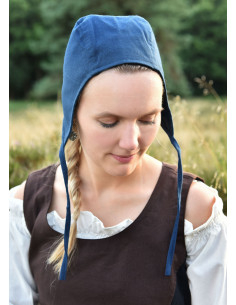 Kopfbedeckung Frau Landarbeiterin Mittelalter, blau 2