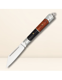 Albainox kniv med håndtag i 2 træsorter (17,1 cm.)