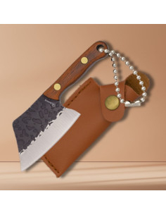 Cuchillo llavero con funda, hoja acabado antique
