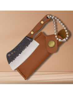Nøglering kniv med etui og blad i antik finish