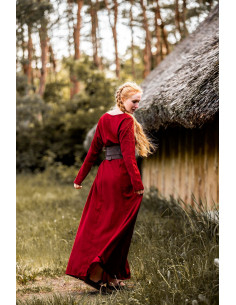 Rode tuniek lang Middeleeuwse dame model Scarlet 2