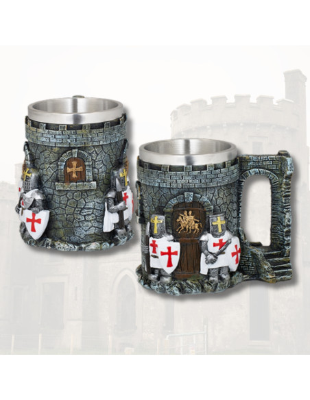 Taza medieval en resina caballeros...