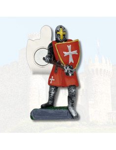 Imán medieval en resina Caballero Templario rojo