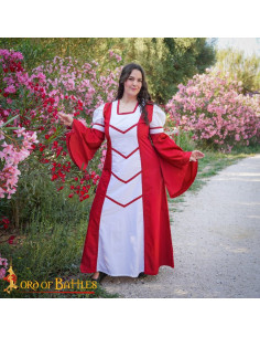 Mittelalterkleid der Burgfräulein Isabel, weiß-rot