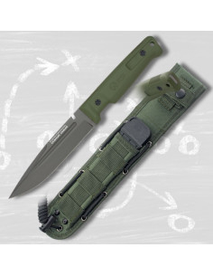 Cuchillo táctico K25 empuñadura goma verde (28,2 cm.)