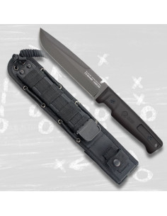 Tactische mes K25 met zwarte rubberen grip (28,2 cm.)