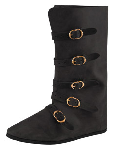 Botas medievales altas con cierre hebilla, negro
