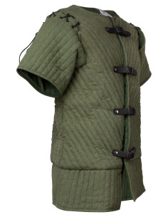 Gambesón medieval algodón modelo Theodor, color verde oliva 2