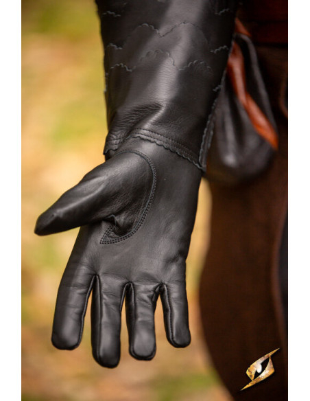 Guantes medievales de escamas negros