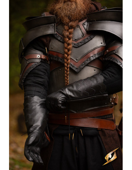 Guantes medievales de escamas negros