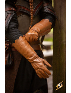 Mittelalterliche Handschuhe aus braunen Schuppen