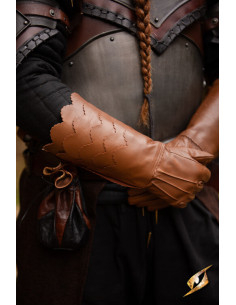 Guantes medievales de escamas marrones 2