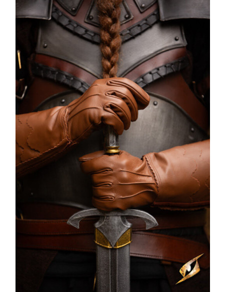 Guantes medievales de escamas marrones