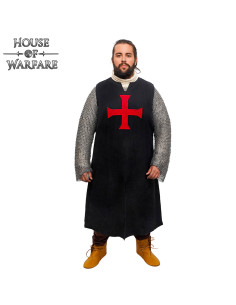 Tabardo medieval de cruzado, color negro