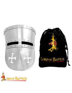 Casco caballero templario Siglo XIII, con forro acolchado