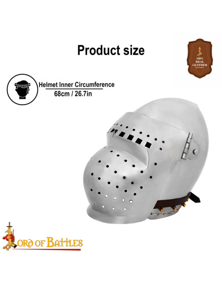 Bacinete medieval con visera completa...