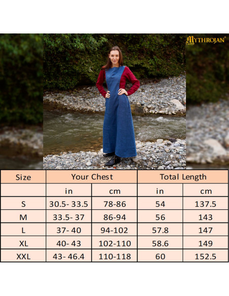 Middelalderlig overkjole i 100% hør,...