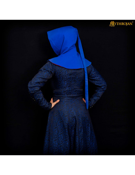 Middelalderlig hætte i uld med...