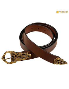 Cinturón vikingo en cuero Midgard Serpiente, color marrón
