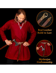 Cinturón vikingo en cuero Midgard Serpiente, color marrón 2