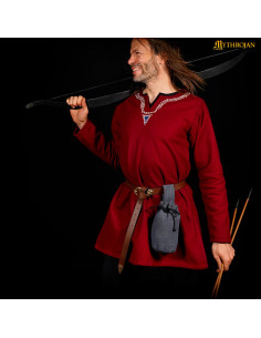 Bolsa limosnera medieval con cordón, color gris 2
