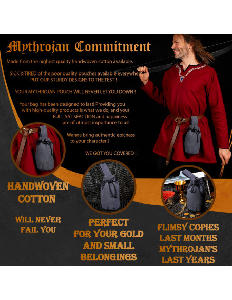 Middeleeuwse bedelzak met koord,...