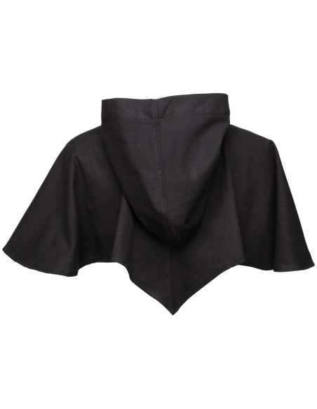 Middelalderhætte med skulderbetræk, sort