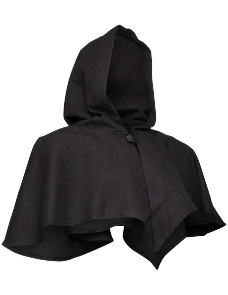 Capucha medieval con cubrehombros, negra Capucha medieval con cubrehombros, negra