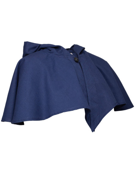 Middelalderhætte med skulderbetræk, blå