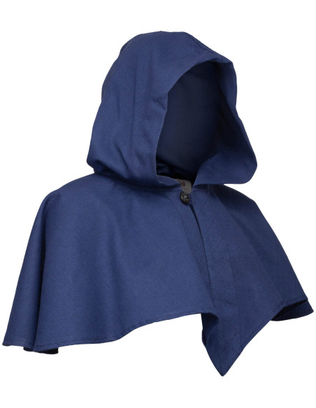 Capucha medieval con cubrehombros, azul Capucha medieval con cubrehombros, azul
