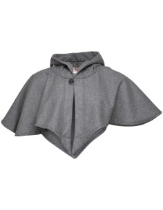 Capucha y cubrehombros medieval en lana gris