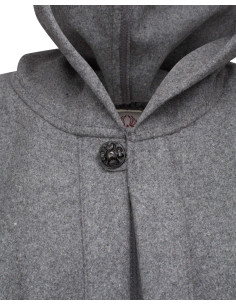 Capucha y cubrehombros medieval en lana gris 2
