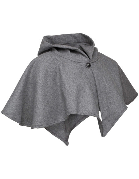 Kapuze und Schultermantel aus grauer...